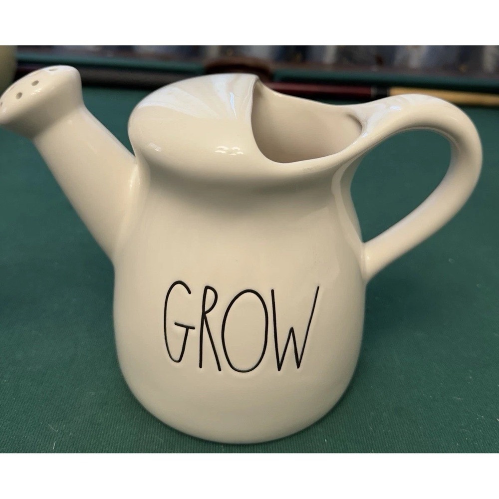 Rae Dunn Watering Can Grow White Ceramic Indoor Plant Decor Planter Vase